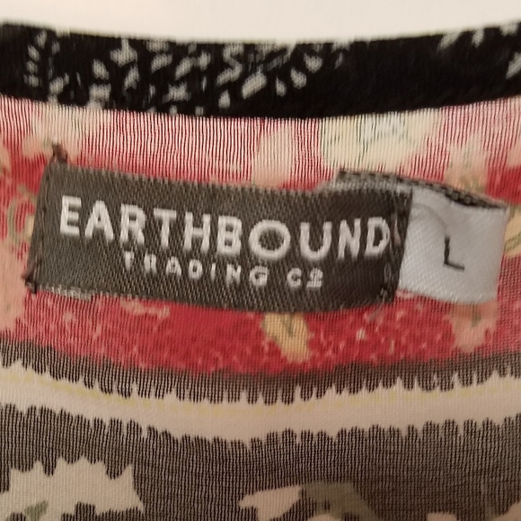 Earthbound Trading Co Boho Fringe Flowy Top - Picture 3 of 5